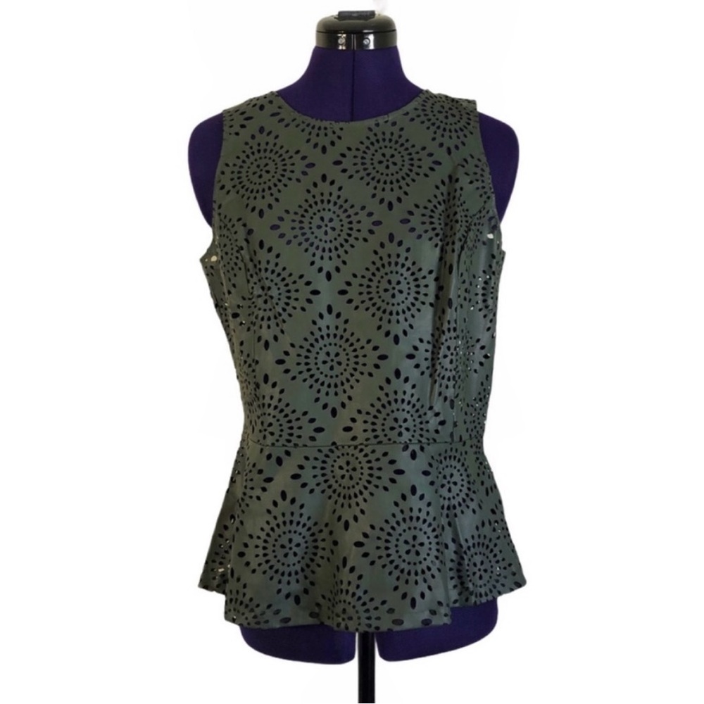 BB Dakota Gray Faux Leather Cut Out Short Sleeve Top